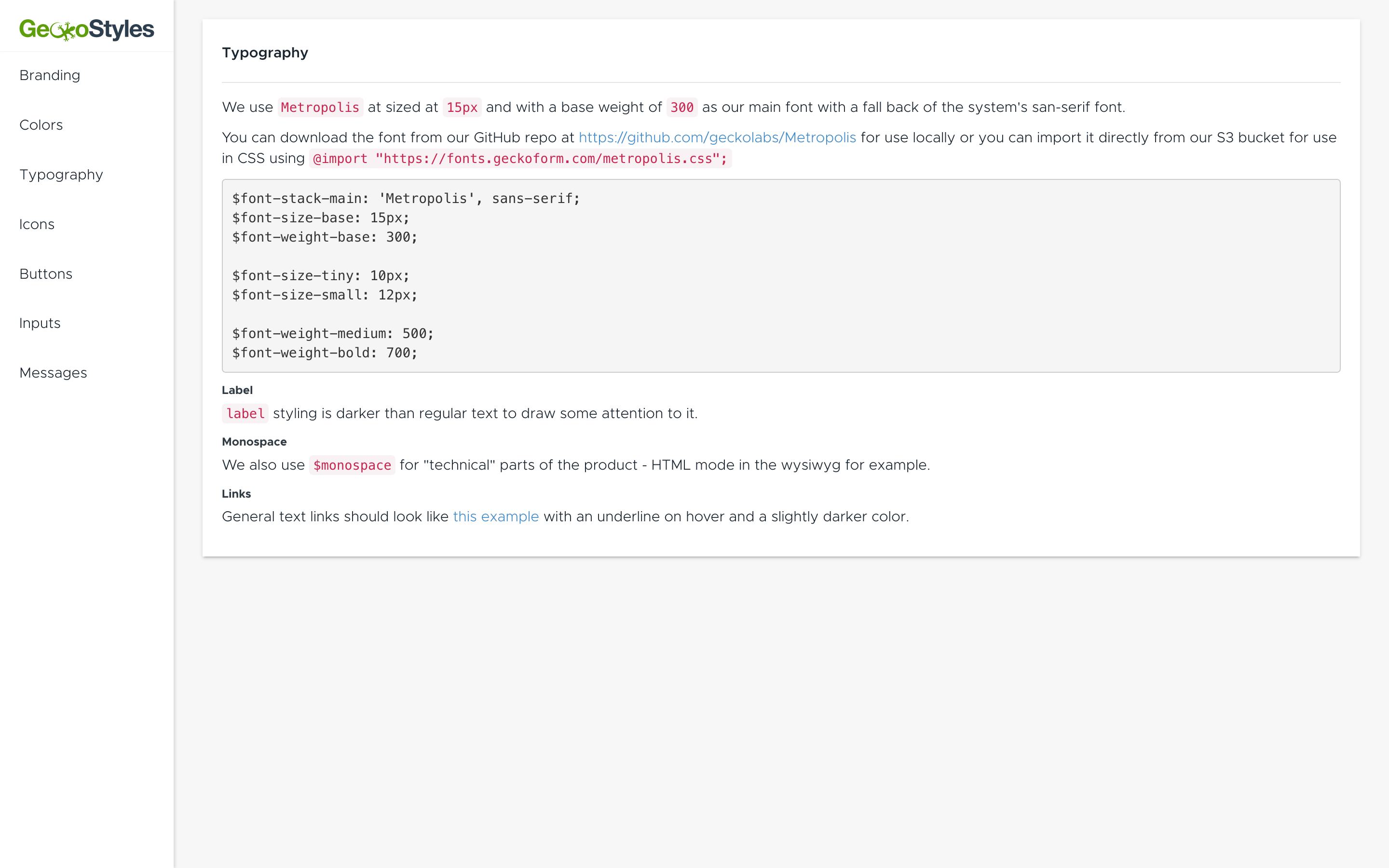 GeckoLabs Styleguide screenshot